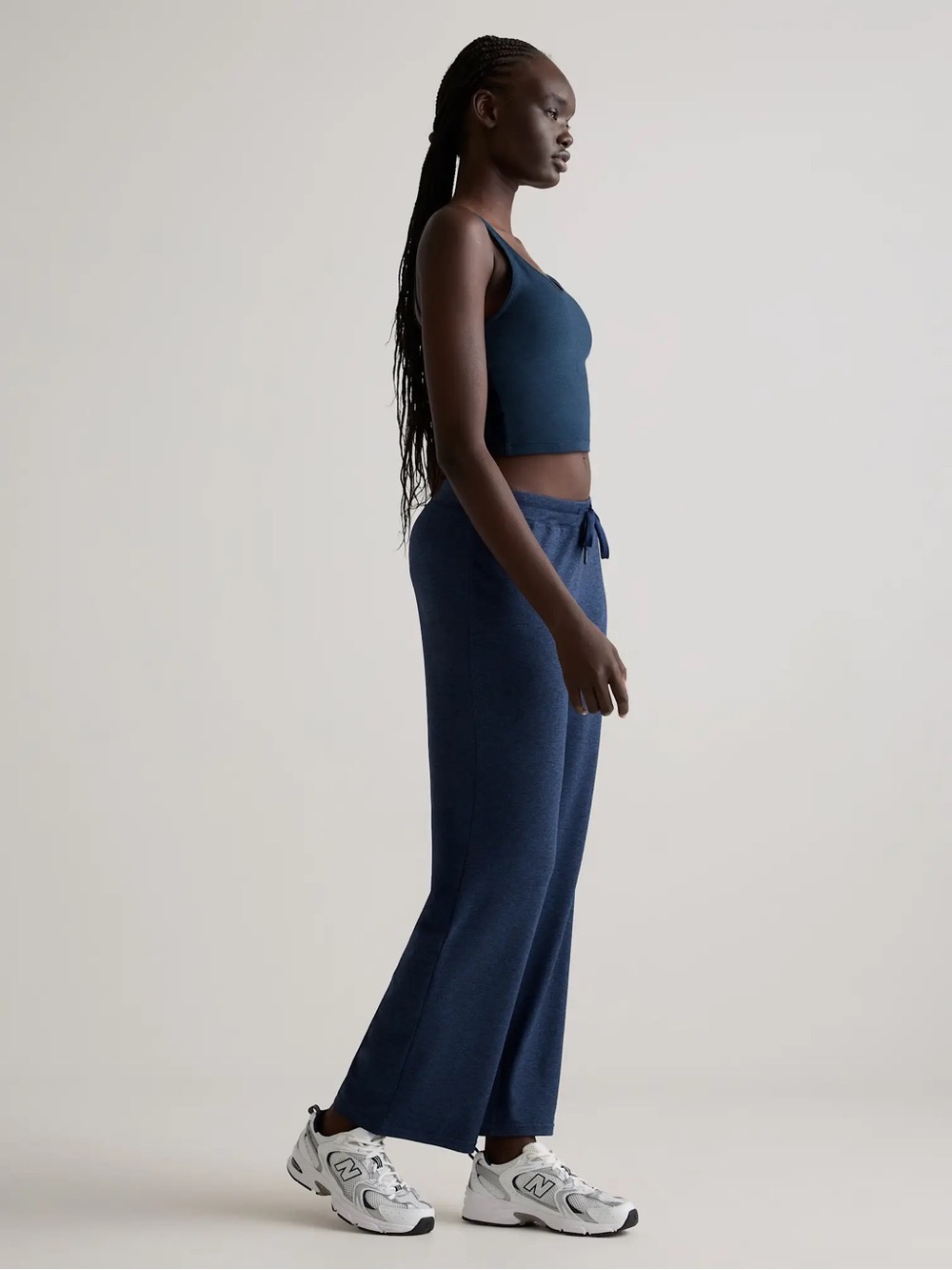 Quince Flowknit Wide Leg Pants Navy Heather S - Picture 2 of 13